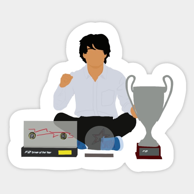 Yuki Tsunoda with his trophies for the 2020 Formula 2 season Sticker by royaldutchness